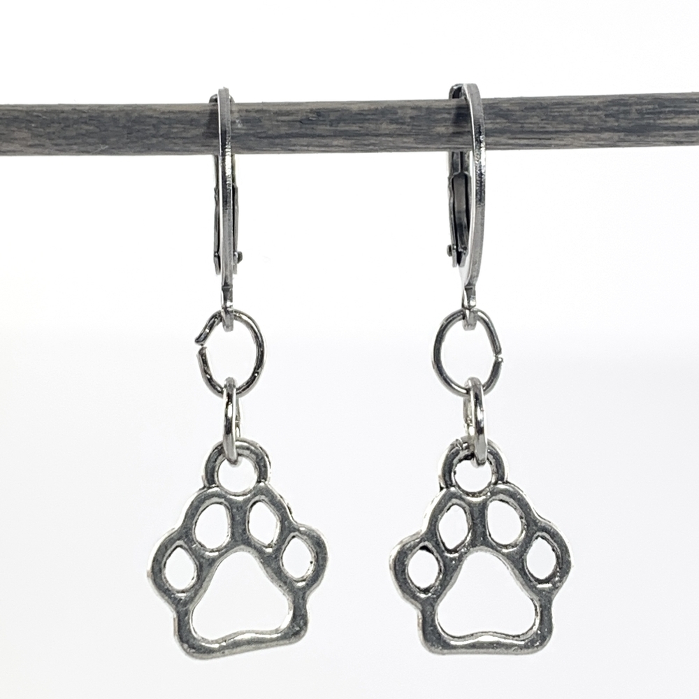 Stainless Steel Hoop Paw Earrings